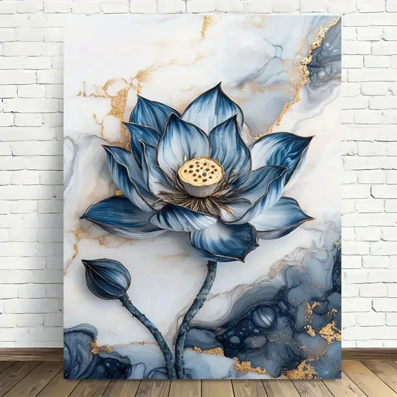 Elegant For Lotus Flower Painting 40x60cm Metal Print Ready to Hang - Bella Home Decor