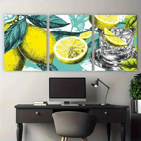 3pcs Retro Cocktail When Life Gives Perfect Wall Art Canvas Unframed - High Quality Print 100% Australian Made Wall Canvas