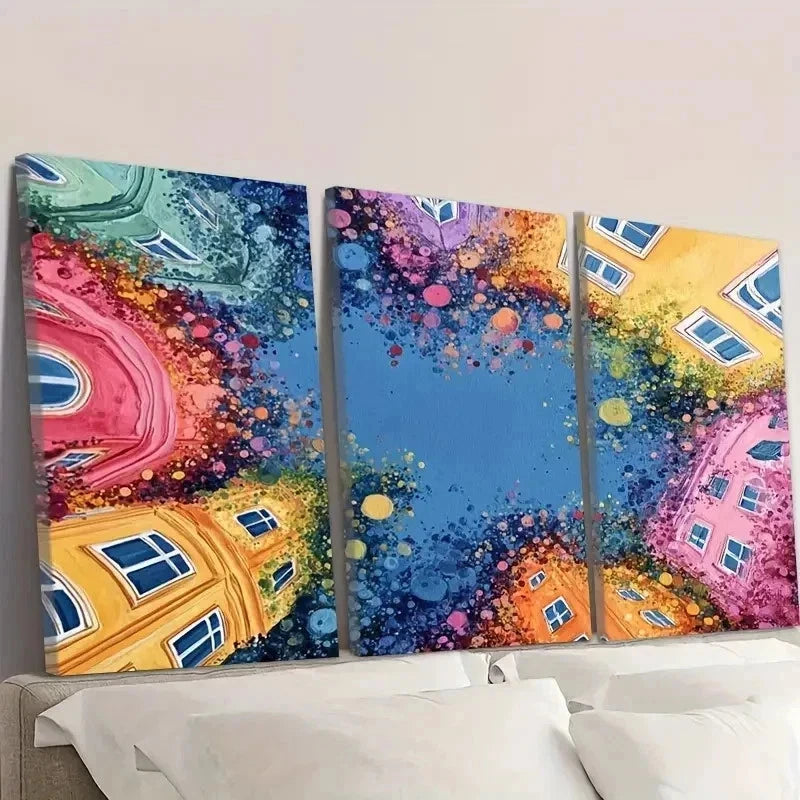 3pcs Abstract Art In The Center Wall Art Set Canvas Framed 60x90cm - High Quality Print 100% Australian Made Wall Canvas Ready to Hang - Bella Home Decor