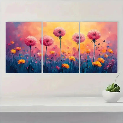 3pcs  Pastel Pink & Yellow Meadow  gj    Wall Art Set Canvas Framed 50x70cm - High Quality Print 100% Australian Made Wall Canvas Ready to Hang - Bella Home Decor