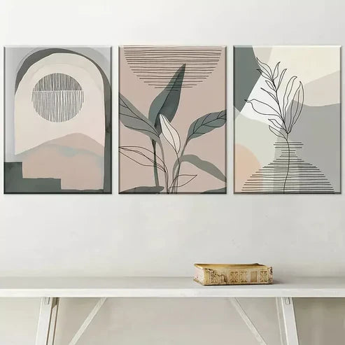3pcs Modern Aesthetic Bohemian Plant Leaf Art Set Canvas Unframed - High Quality Print 100% Australian Made Wall Canvas