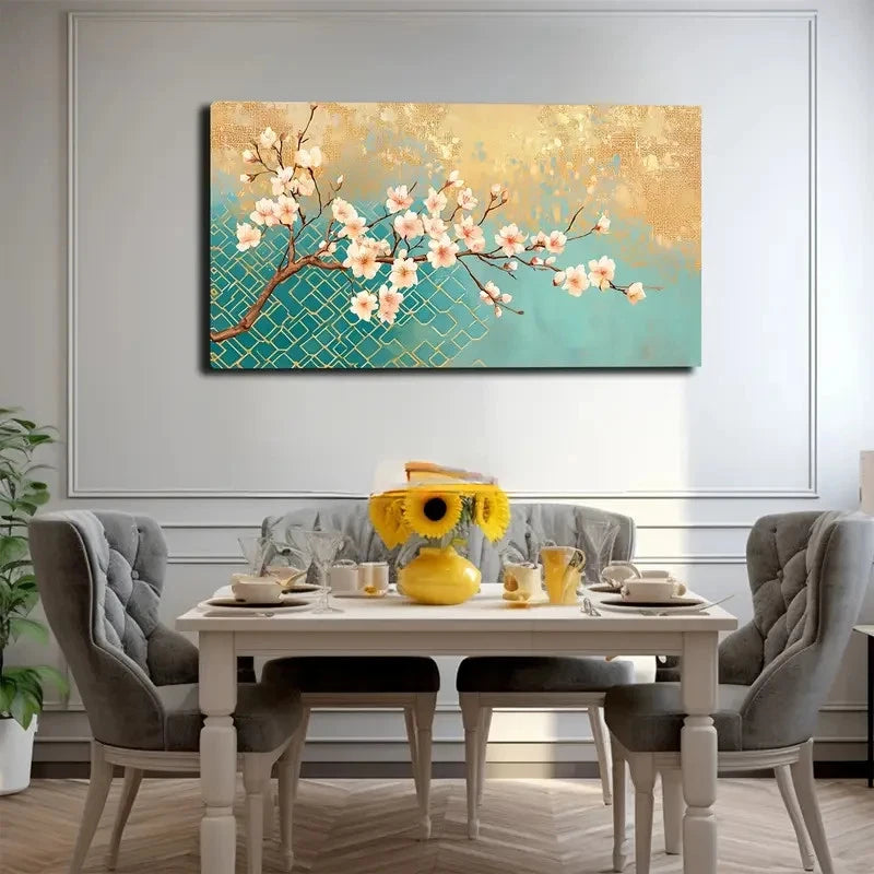 Cherry Blossom Branch Wall Art Canvas Office Home Room Framed 120x60cm