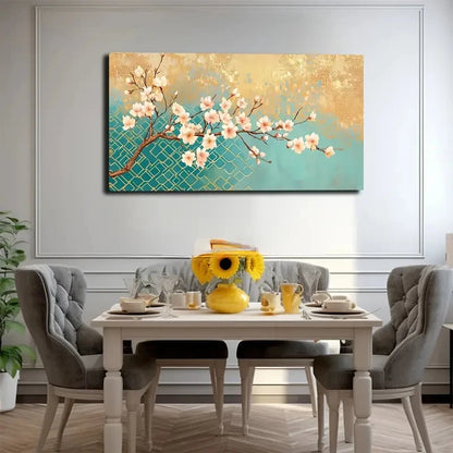 Cherry Blossom Branch Wall Art Canvas Office Home Room Framed 120x60cm