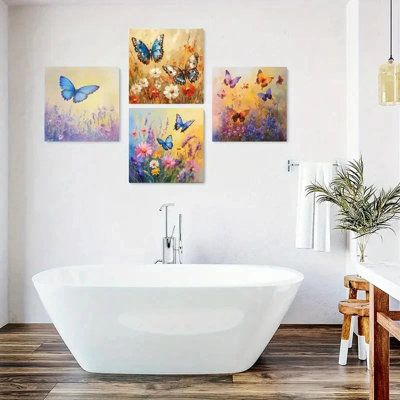 4pcs Butterfly Canvas Print Wall Art Canvas Framed