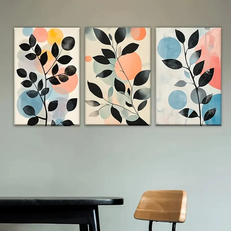 3pcs A painting of leaves and branches Wall Art Set Canvas Framed 40x60cm - High Quality Print 100% Australian Made Wall Canvas Ready to Hang - Bella Home Decor