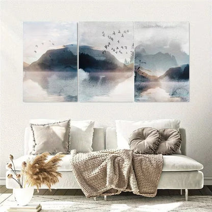 3pcs Modern Abstract Birds Landscape Wall Art Set Canvas Framed 40x60cm - High Quality Print 100% Australian Made Wall Canvas Ready to Hang