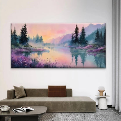 Pastel Serene Nature Scenery Wall Art Canvas Office Home Room Framed 120x60cm