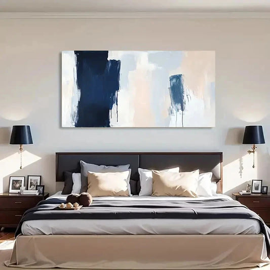 Neutral Color Minimalist Modern Wall Art Canvas Office Home Room Framed 120x60cm