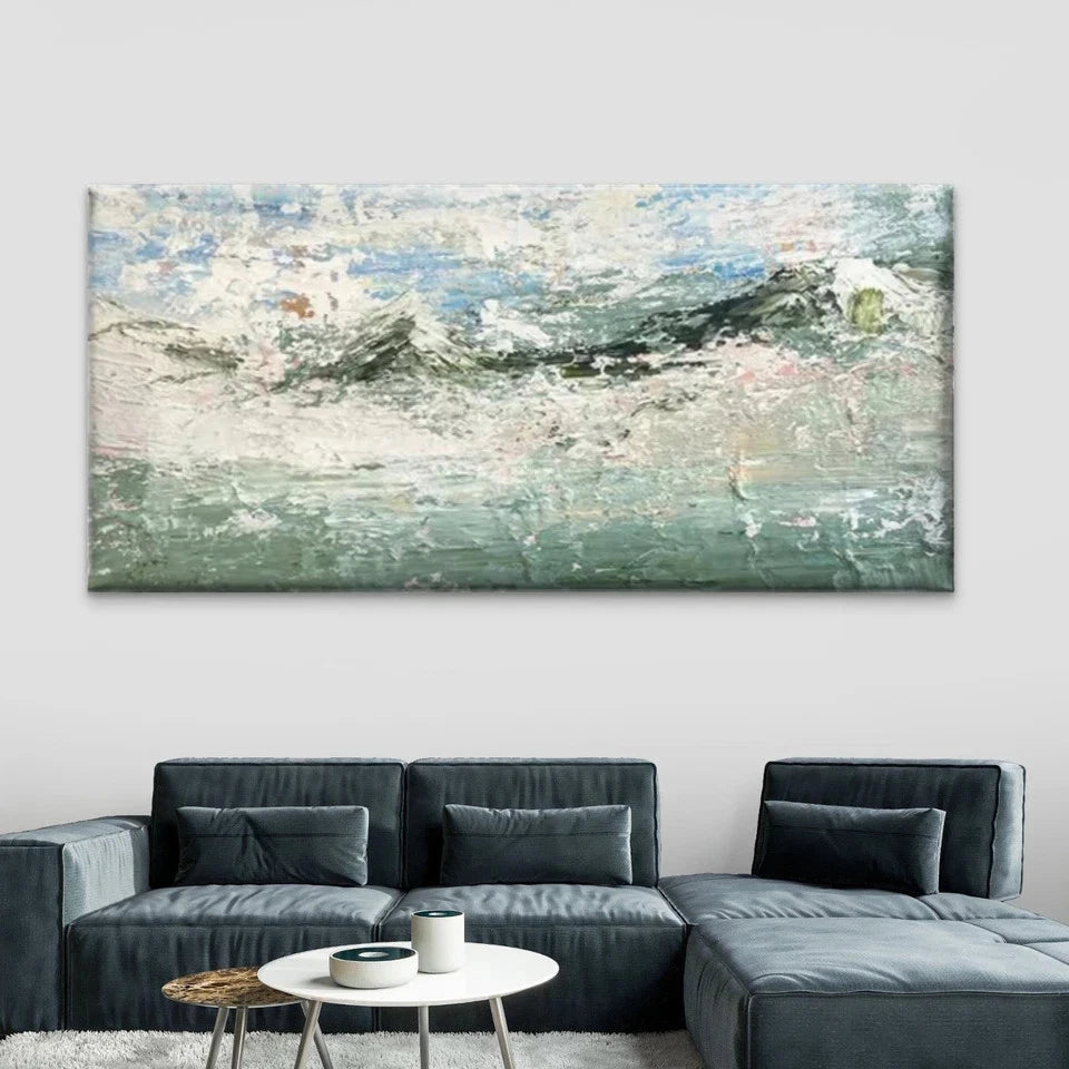 Abstract Greenish-Blue Wall Art Canvas Office Home Room Framed 120x60cm