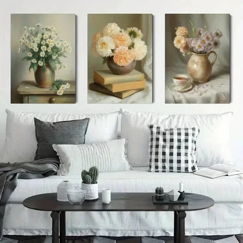 3pcs Vintage Still Life Canvas Wall Art Canvas Unframed - High Quality Print 100% Australian Made Wall Canvas