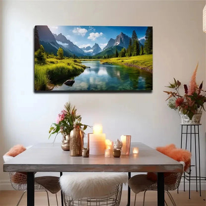 Slowly Flowing Water Wall Art Canvas Office Home Room Framed 120x60cm
