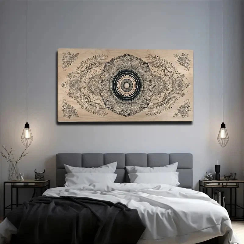 Vintage Floral Adhesive Back Wall Art Canvas Office Home Room Framed 120x60cm