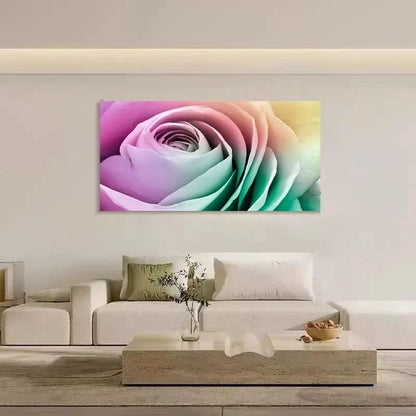 Rainbow Rose Vibrant Floral Wall Art Canvas Office Home Room Framed 120x60cm - Bella Home Decor