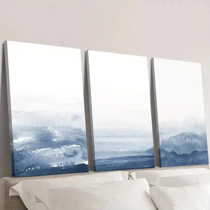 3pcs Navy Blue Gradient Abstract Wall Art Canvas Unframed - High Quality Print 100% Australian Made Wall Canvas