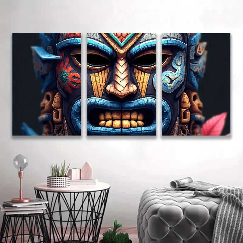 3pcs Mystery Mask Painting  Wall Art Set Canvas Framed 60x90cm - High Quality Print 100% Australian Made Wall Canvas Ready to Hang - Bella Home Decor