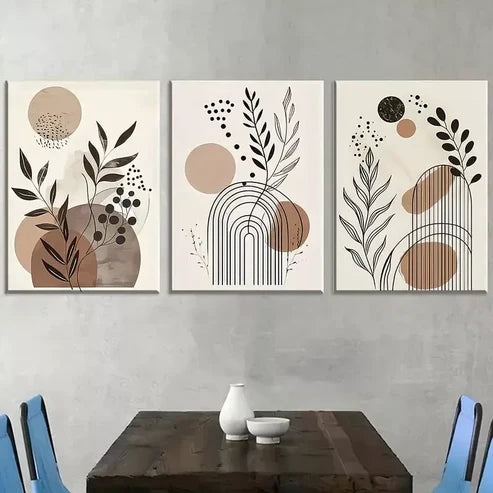 3pcs Deco Classic Modern Floral Pattern Canvas Unframed - High Quality Print 100% Australian Made Wall Canvas - Bella Home Decor