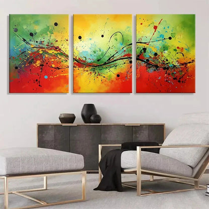 3pcs Vibrant Abstract Splash Colorful Modern Metal Print Ready to Hang Art - Bella Home Decor