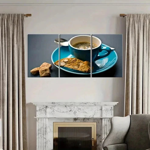 3pcs Breakfast Coffee Cookies Modern Wall Art Canvas Unframed - High Quality Print 100% Australian Made Wall Canvas - Bella Home Decor
