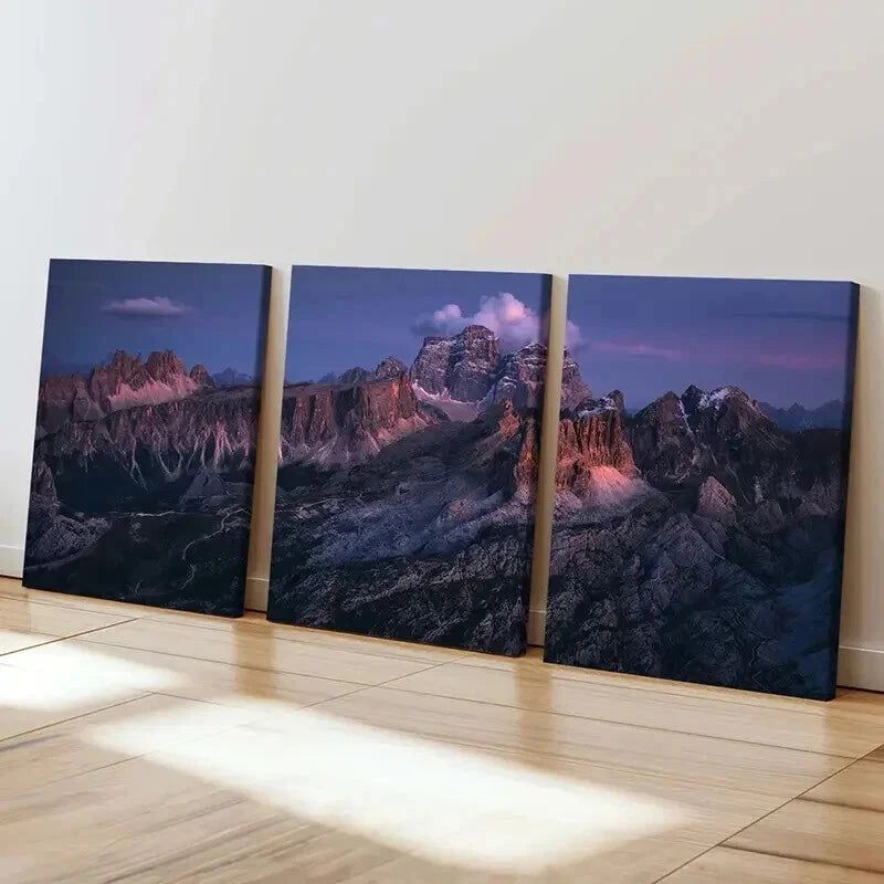 3pcs Rocks Mountains Modern Landscape Wall Art Set Canvas Framed 50x70cm - High Quality Print 100% Australian Made Wall Canvas Ready to Hang - Bella Home Decor