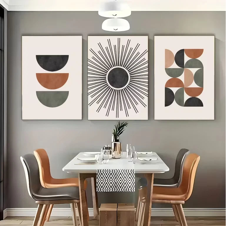 3pcs Modern Mid-Century Abstract Art Wall Art Set Canvas Framed 60x90cm High Quality Print 100% Australian Made Wall Canvas Ready to Hang
