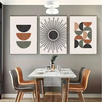 3pcs Modern Mid-Century Abstract Art Wall Art Set Canvas Framed 60x90cm High Quality Print 100% Australian Made Wall Canvas Ready to Hang