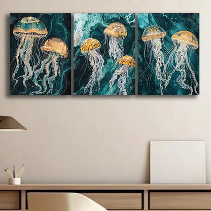 3pcs Jellyfish Design Dark Color Perfect Wall Art Set Canvas Unframed - High Quality Print 100% Australian Made Wall Canvas