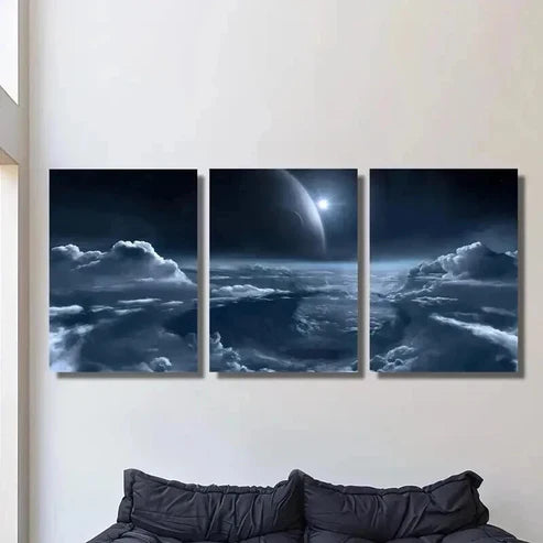 3pcs Aerospace Outer Solar Planet Decor Wall Art Set Canvas Unframed - High Quality Print 100% Australian Made Wall Canvas - Bella Home Decor