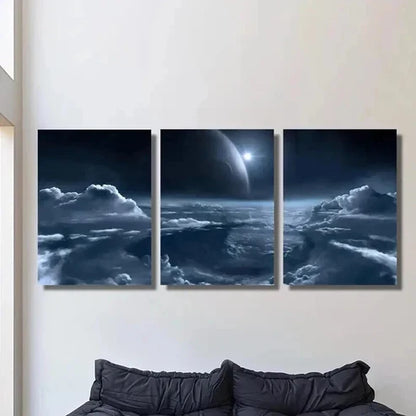 3pcs Aerospace Outer Solar Planet Decor Wall Art Set Canvas Unframed - High Quality Print 100% Australian Made Wall Canvas - Bella Home Decor