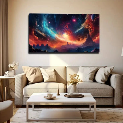 Stars & Nebulae Modern Wall Art Canvas Office Home Room Framed 120x60cm