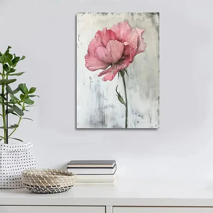 Vibrant Pink Carnation Floral Painting 40x60cm Metal Print Ready to Hang - Bella Home Decor