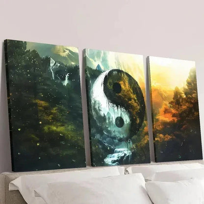 3pcs Tai Chi Mountain and Forest Scenes Wall Art Canvas Unframed - High Quality Print 100% Australian Made Wall Canvas
