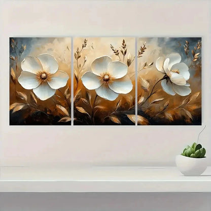 3pcs White Brittlebrush Flower BF      Wall Art Set Canvas Framed 50x70cm - High Quality Print 100% Australian Made Wall Canvas Ready to Hang