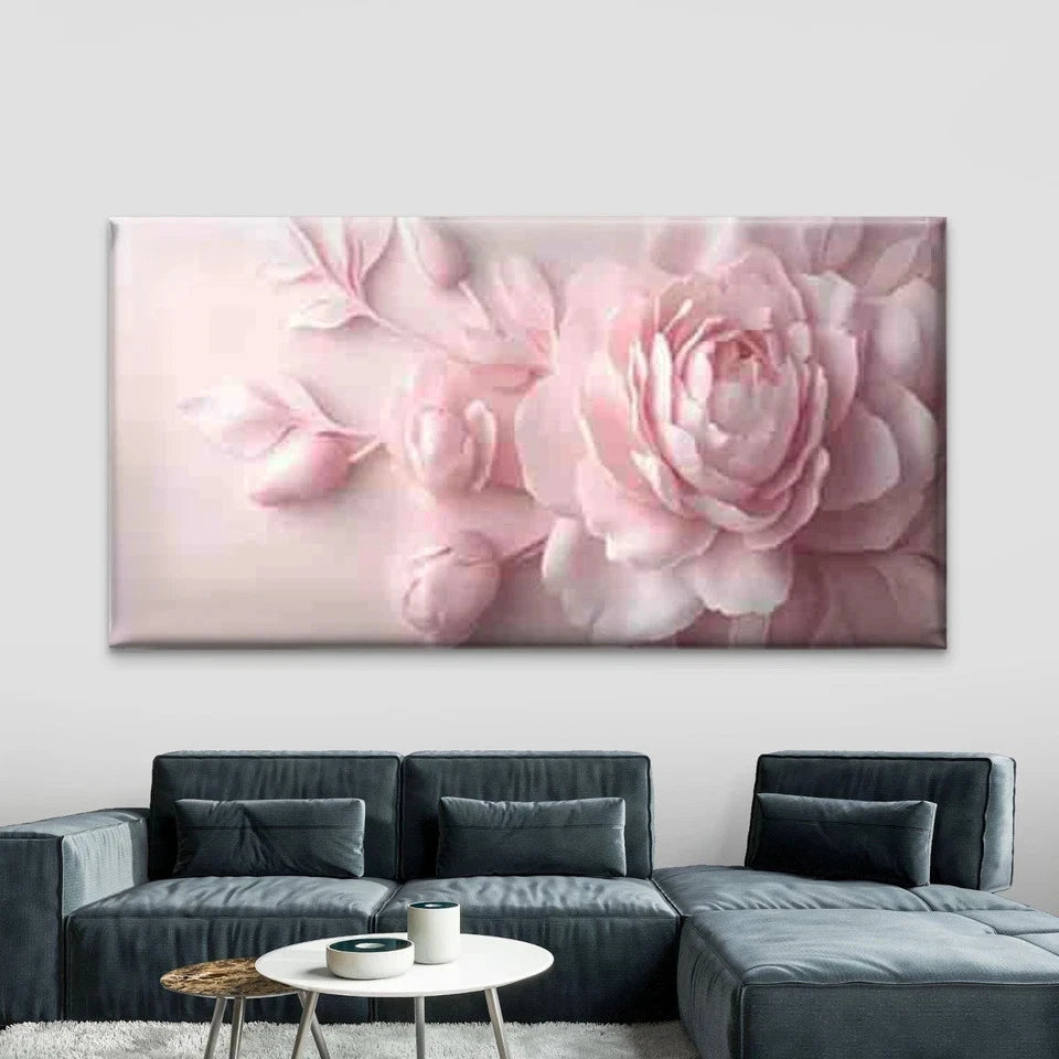Abstract Pink Peony Flower Wall Art Canvas Office Home Room Framed 120x60cm
