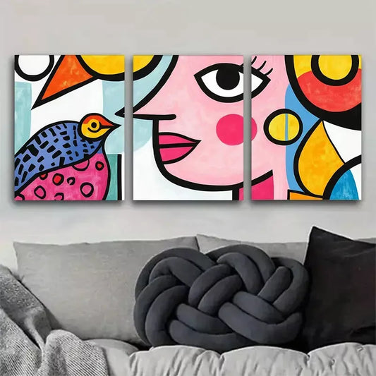 3pcs a pop art aesthetic characterized Wall Art Set Canvas Framed 40x60cm - High Quality Print 100% Australian Made Wall Canvas Ready to Hang