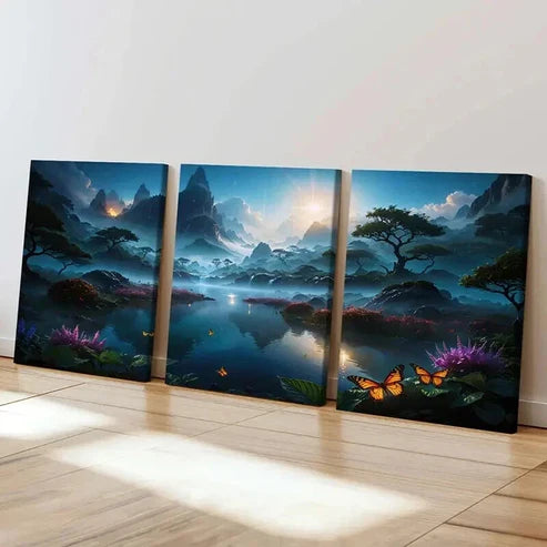 3pcs Landscape Art with Mountains Lakes Wall Art Set Canvas Unframed - High Quality Print 100% Australian Made Wall Canvas