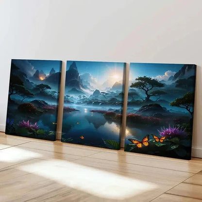 3pcs Landscape Art with Mountains Lakes Wall Art Set Canvas Unframed - High Quality Print 100% Australian Made Wall Canvas