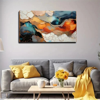 Harmonious Abstract Hydrology Wall Art Canvas Office Home Room Framed 120x60cm