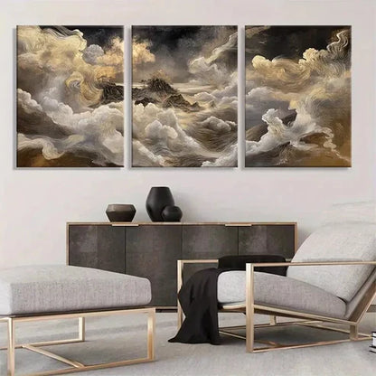 3pcs Celestial Clouds and Majestic Mount Wall Art Canvas Unframed - High Quality Print 100% Australian Made Wall Canvas - Bella Home Decor