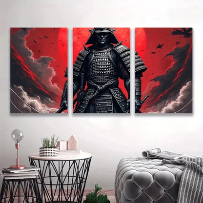 3pcs Samurai Stand ART   Wall Art Set Canvas Framed 40x60cm - High Quality Print 100% Australian Made Wall Canvas Ready to Hang