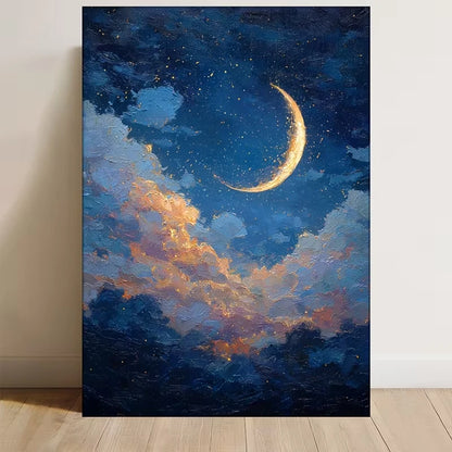 Celestial Crescent Moon 60x90cm Metal Print Ready to Hang