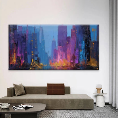Abstract City Skyline Wall Art Canvas Office Home Room Framed 120x60cm