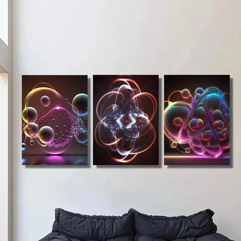 3pcs Cool Colorful Bubbles Painting Wall Art Set Canvas Unframed - High Quality Print 100% Australian Made Wall Canvas - Bella Home Decor