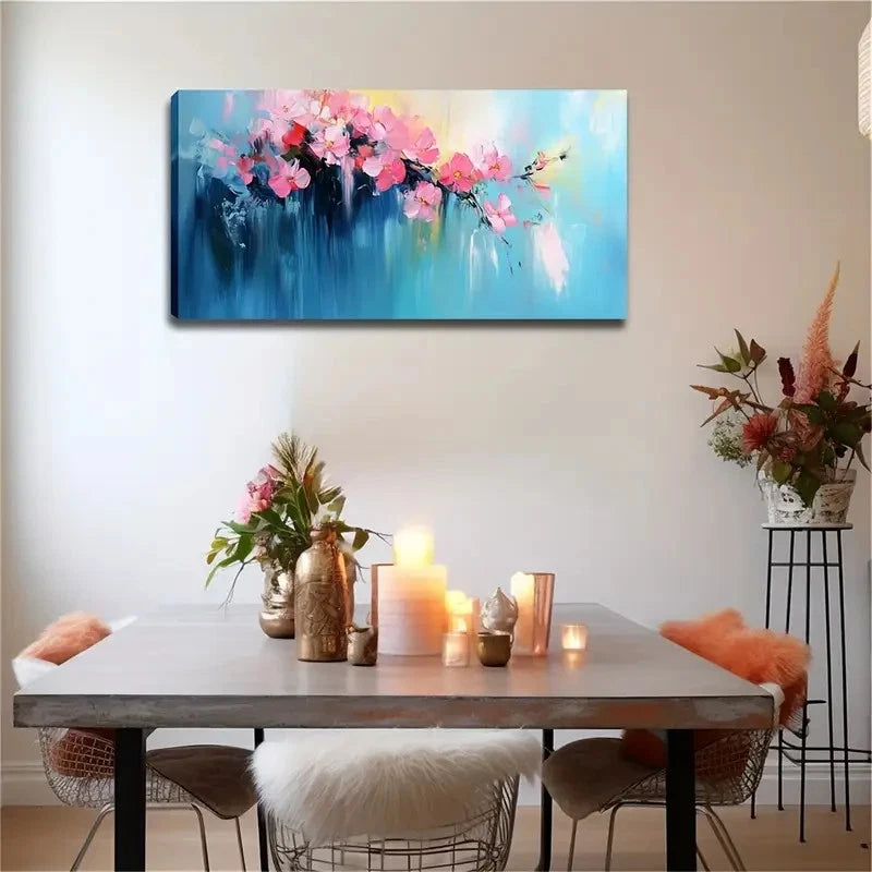 Color Gradient Light Pink Wall Art Canvas Office Home Room Framed 120x60cm