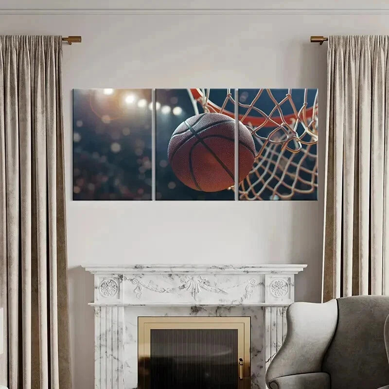 3pcs Basketball Hoop Sports Room Decor Wall Art Set Canvas Framed 40x60cm - High Quality Print 100% Australian Made Wall Canvas Ready to Hang - Bella Home Decor