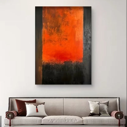 Expressive Red and Yellow Oil Painting 60x90cm Metal Print Ready to Hang