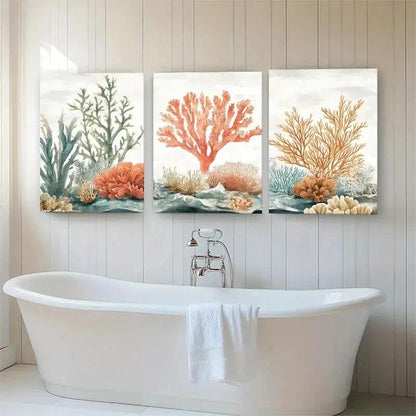 3pcs Coastal Coral Reef Ocean Perfect Design Wall Art Set Canvas Framed 60x90cm - High Quality Print 100% Australian Made Wall Canvas Ready to Hang - Bella Home Decor