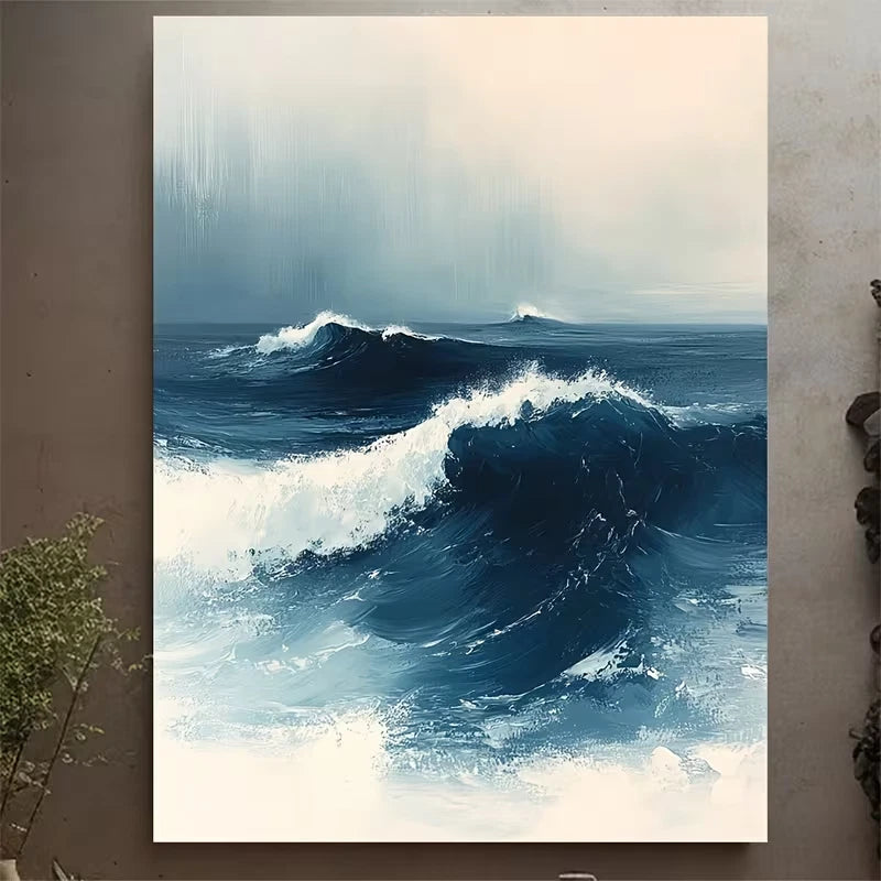 Tranquil Surfer Scene, Zen Seascape Metal Print Ready to Hang
