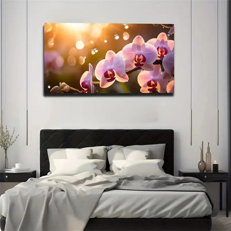 Orchids In The Sun Wall Art Canvas Office Home Room Framed 120x60cm