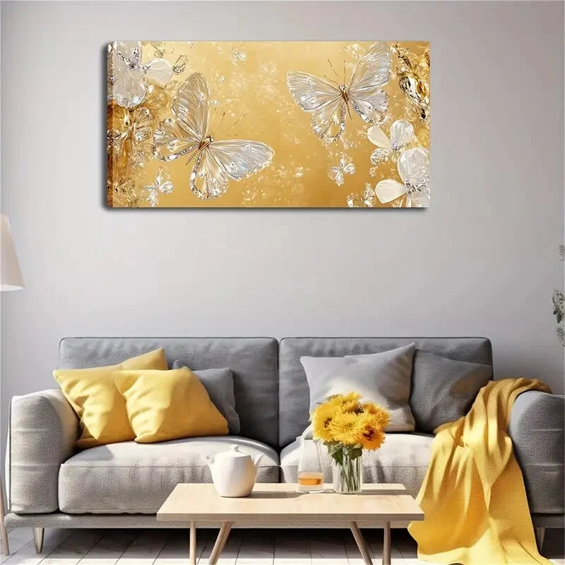 Graceful Butterflies Elegant Wall Art Canvas Office Home Room Framed 120x60cm - Bella Home Decor