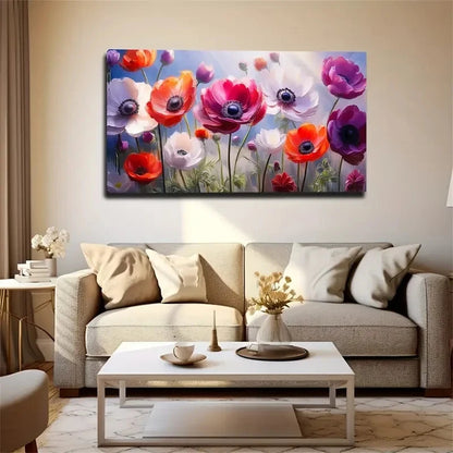 Harmonious Tones Poppy Flowers Wall Art Canvas Office Home Room Framed 120x60cm
